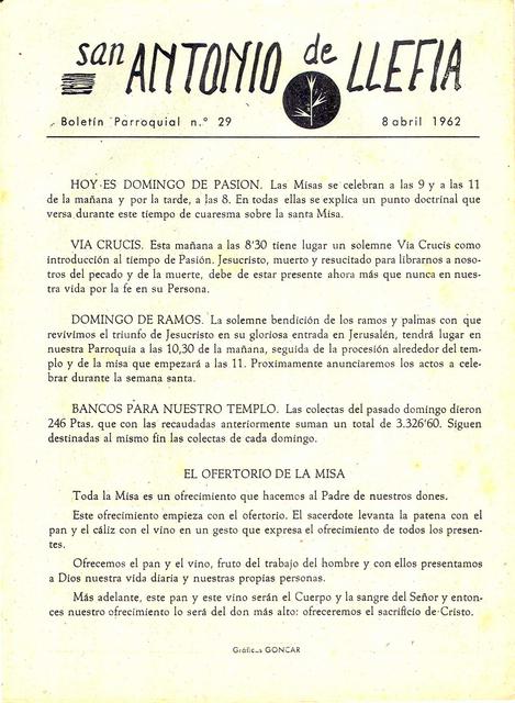 1962 Boletin parroquial nÃºm 29