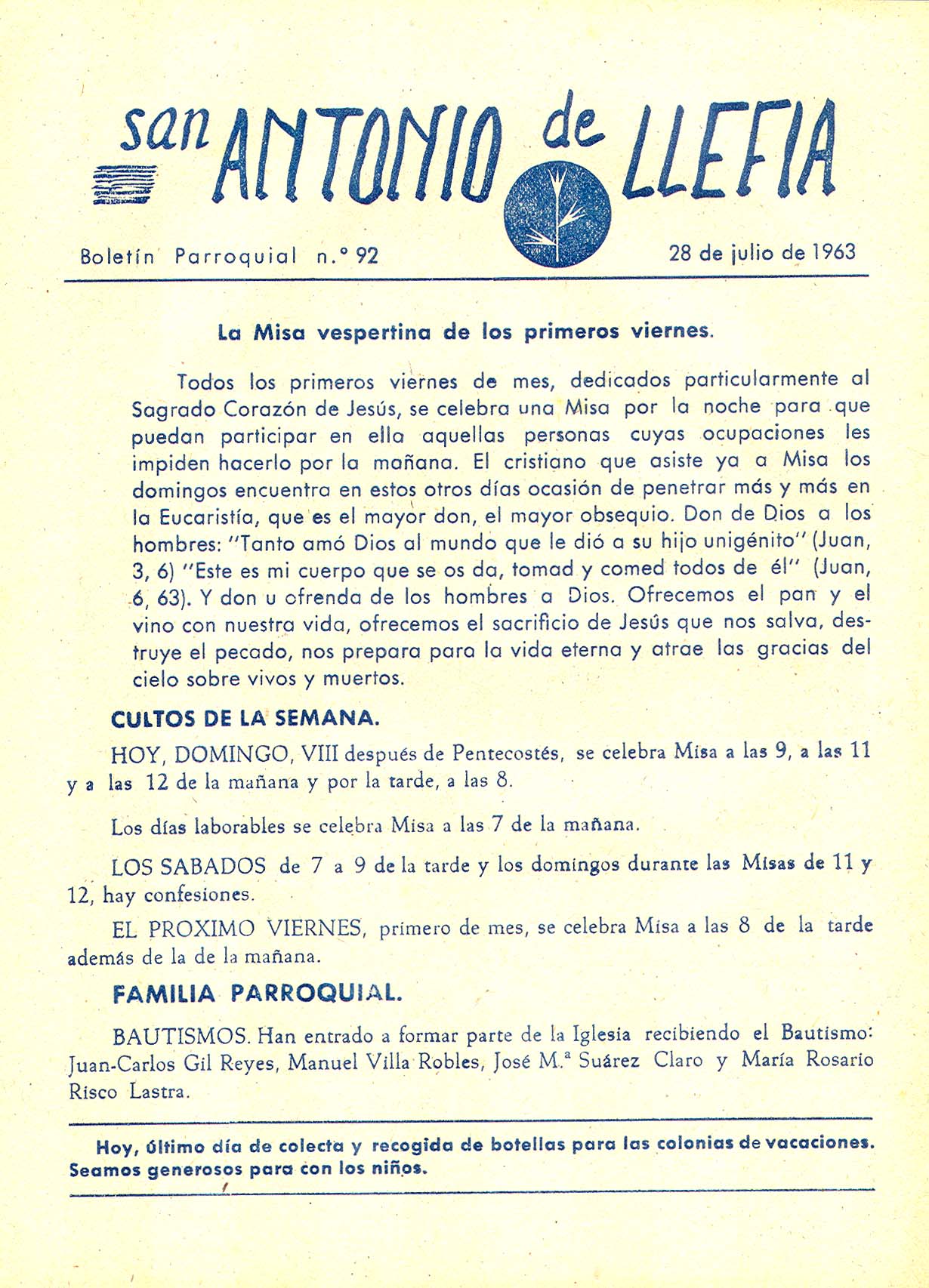 1963 Boletin parroquial nÃºm 92