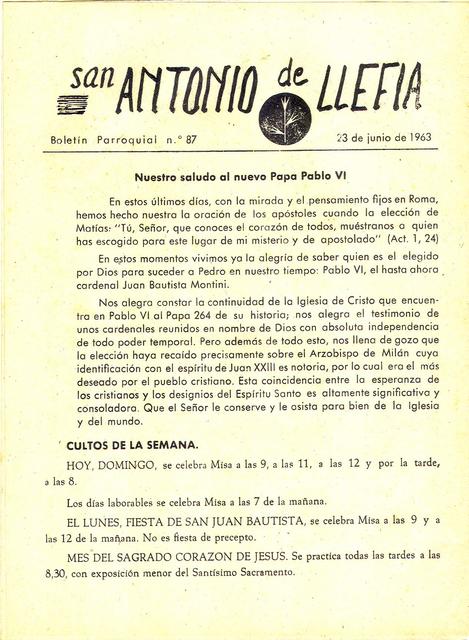 1963 Boletin parroquial nÃºm 87