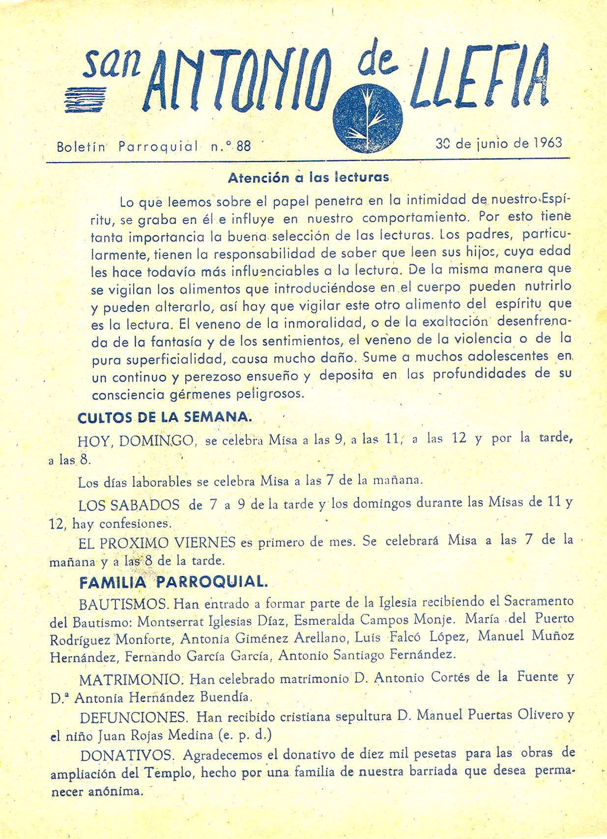 1963 Boletin parroquial nÃºm 88