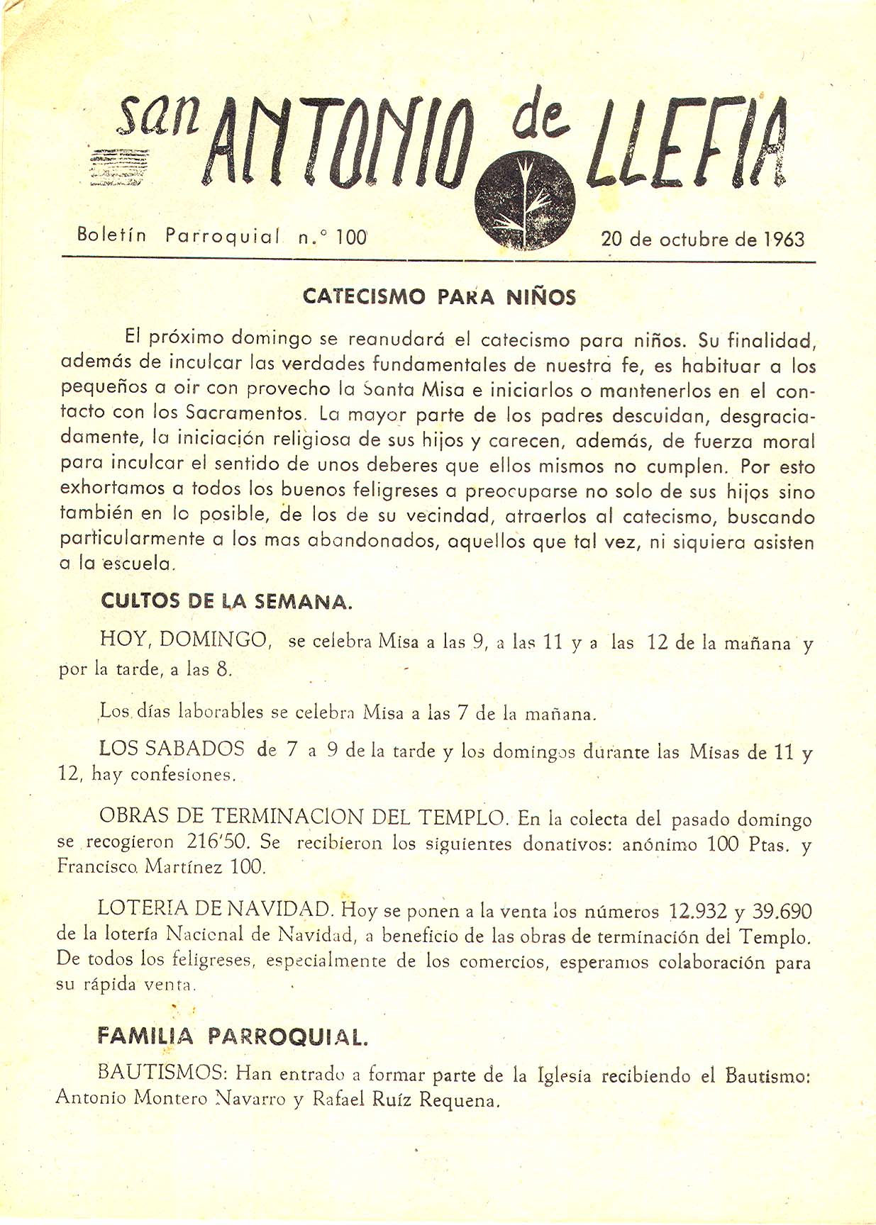 1963 Boletin parroquial nÃºm 100