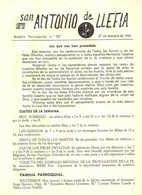 1963 Boletin parroquial nÃºm 101
