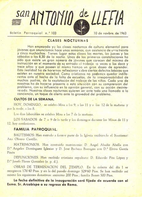 1963 Boletin parroquial nÃºm 103