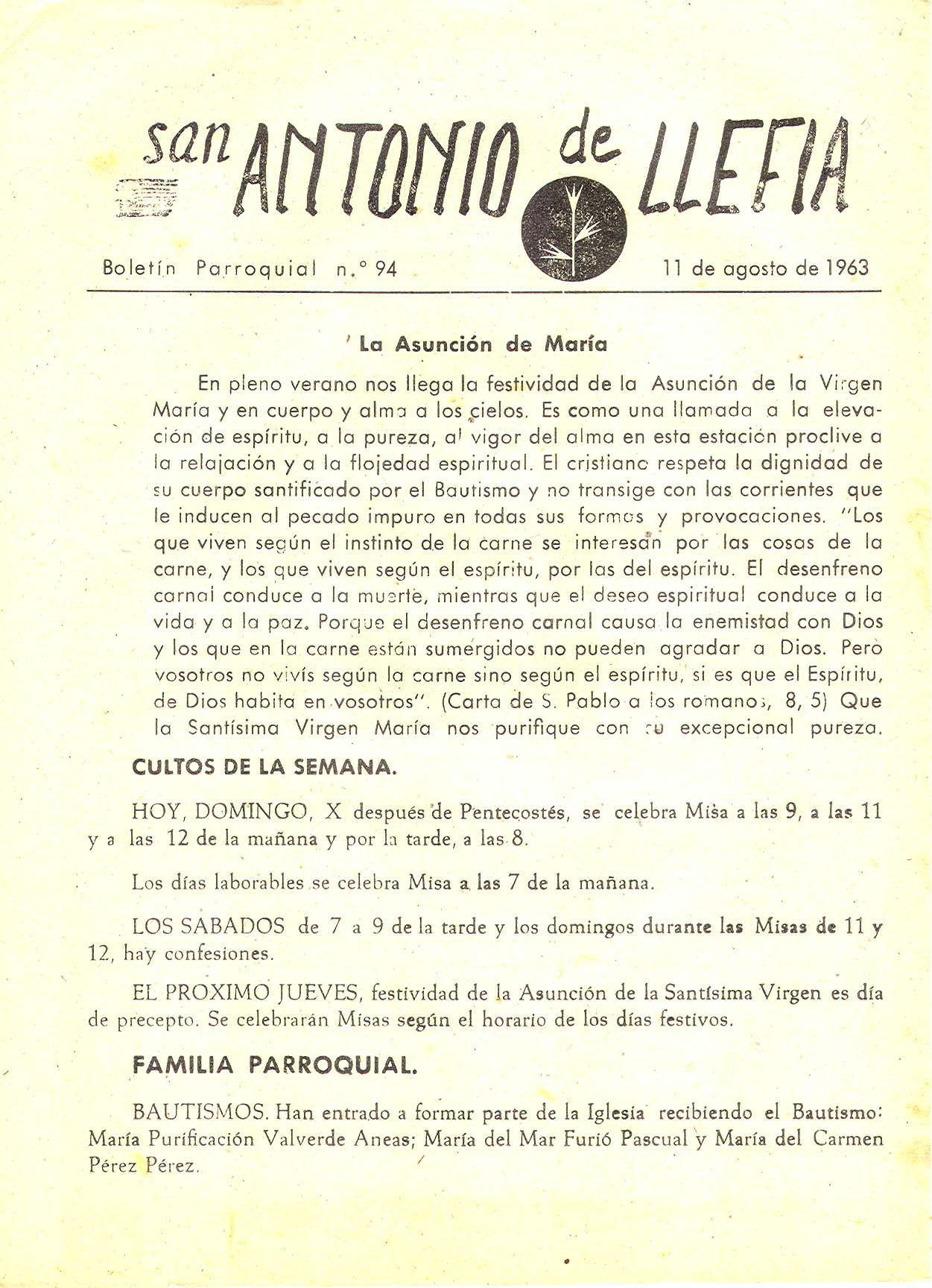 1963 Boletin parroquial nÃºm 94