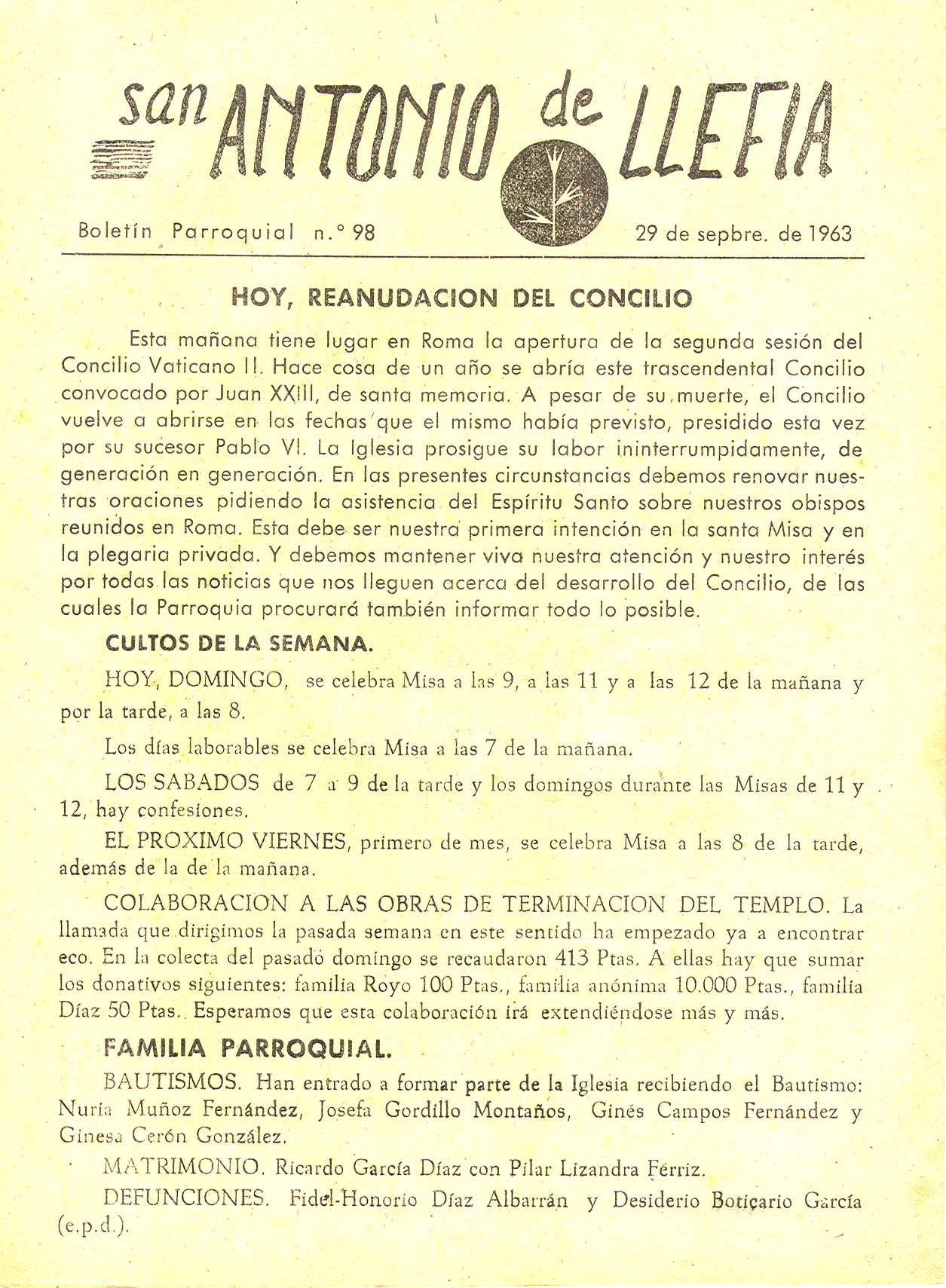 1963 Boletin parroquial nÃºm 98