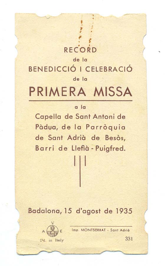 1935 Record primera missa
