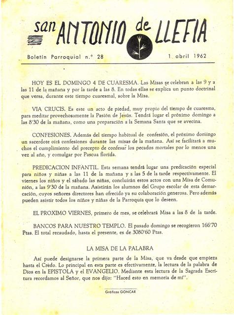1962 Boletin parroquial nÃºm 28