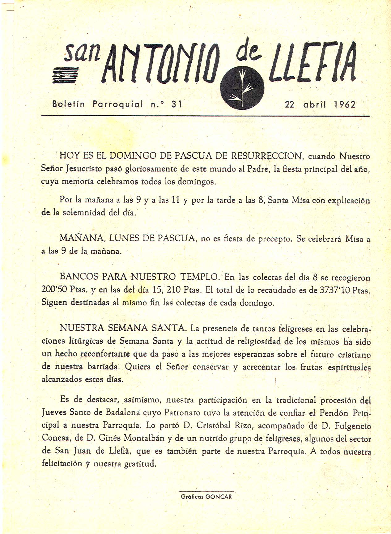 1962 Boletin parroquial nÃºm 30