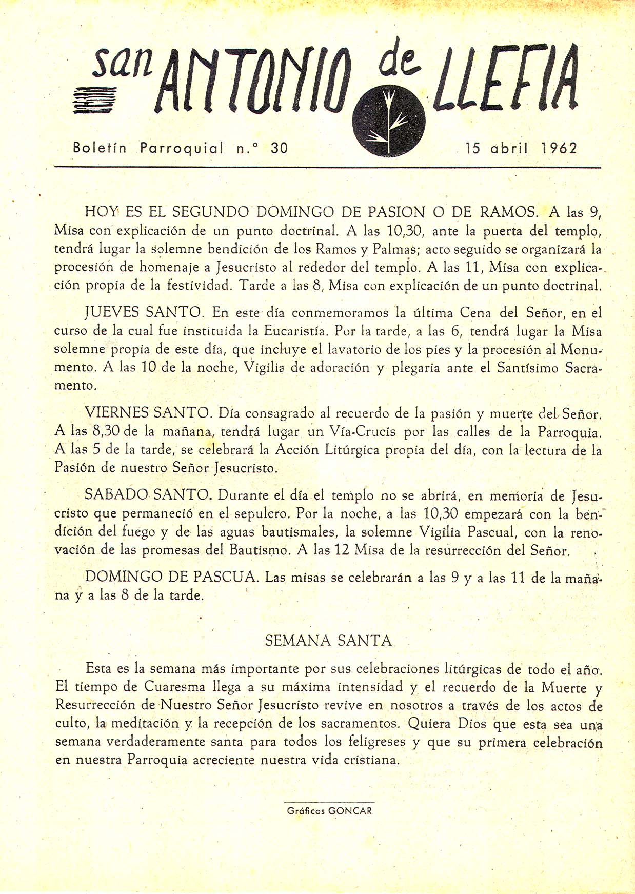 1962 Boletin parroquial nÃºm 31