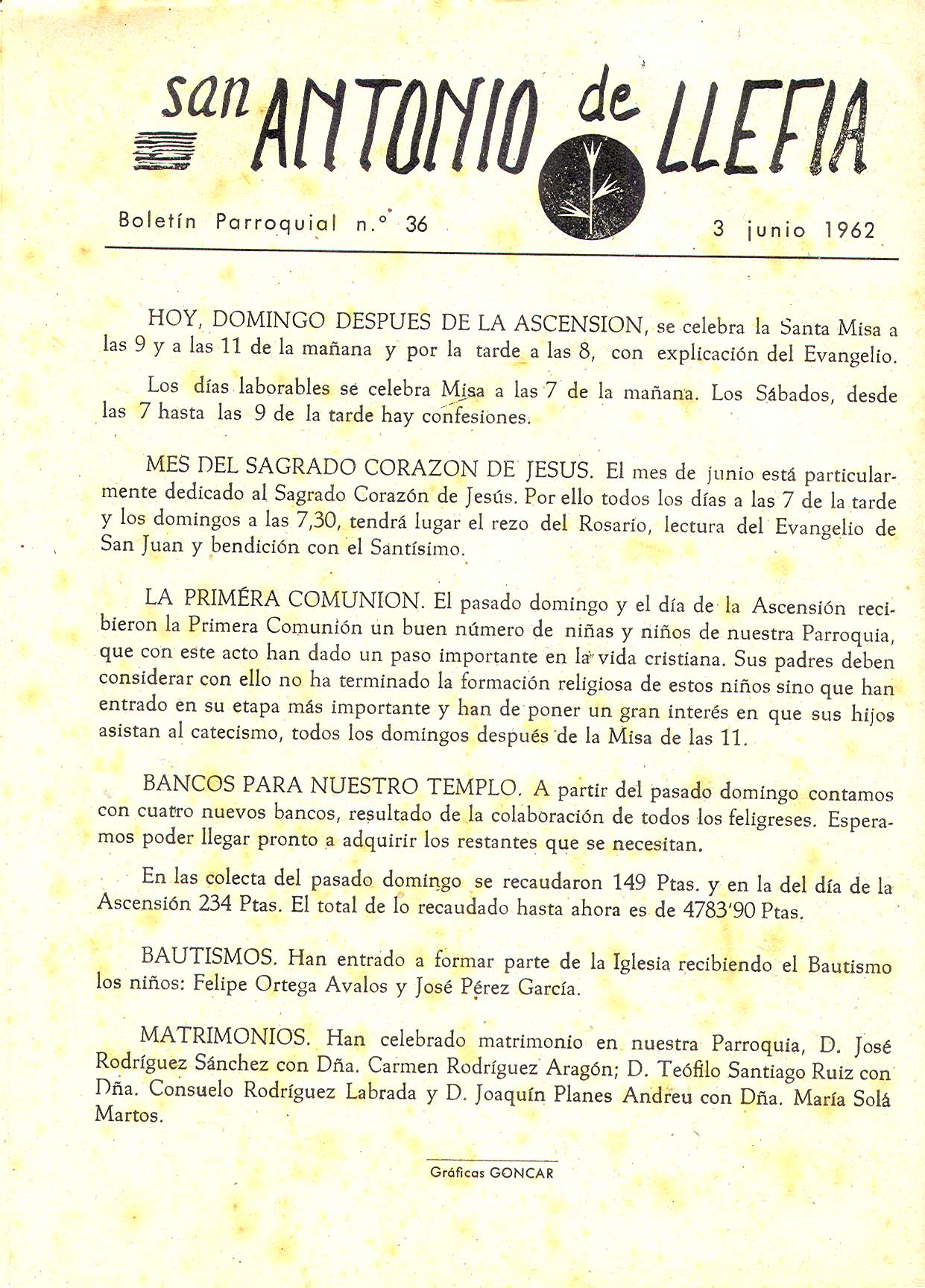 1962 Boletin parroquial nÃºm 36