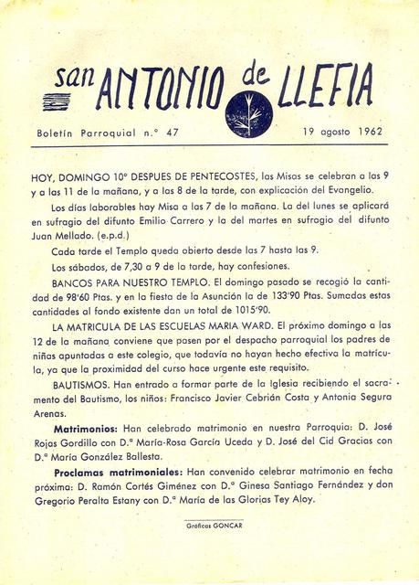 1962 Boletin parroquial nÃºm 47