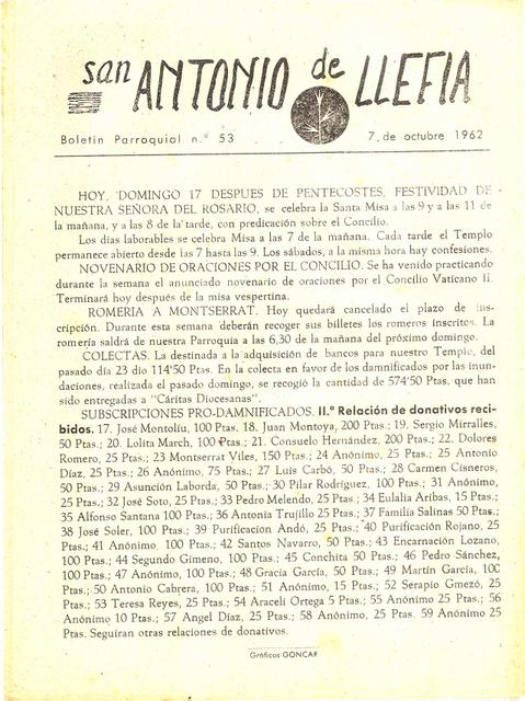 1962 Boletin parroquial nÃºm 53
