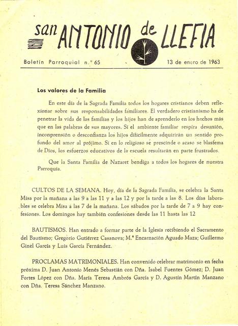 1963 Boletin parroquial nÃºm 65