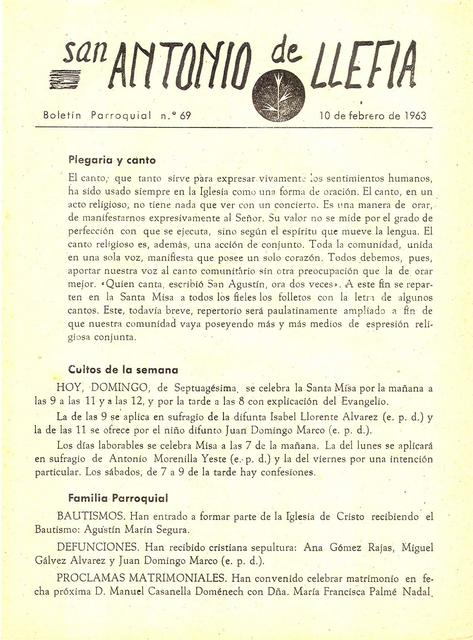 1963 Boletin parroquial nÃºm 69