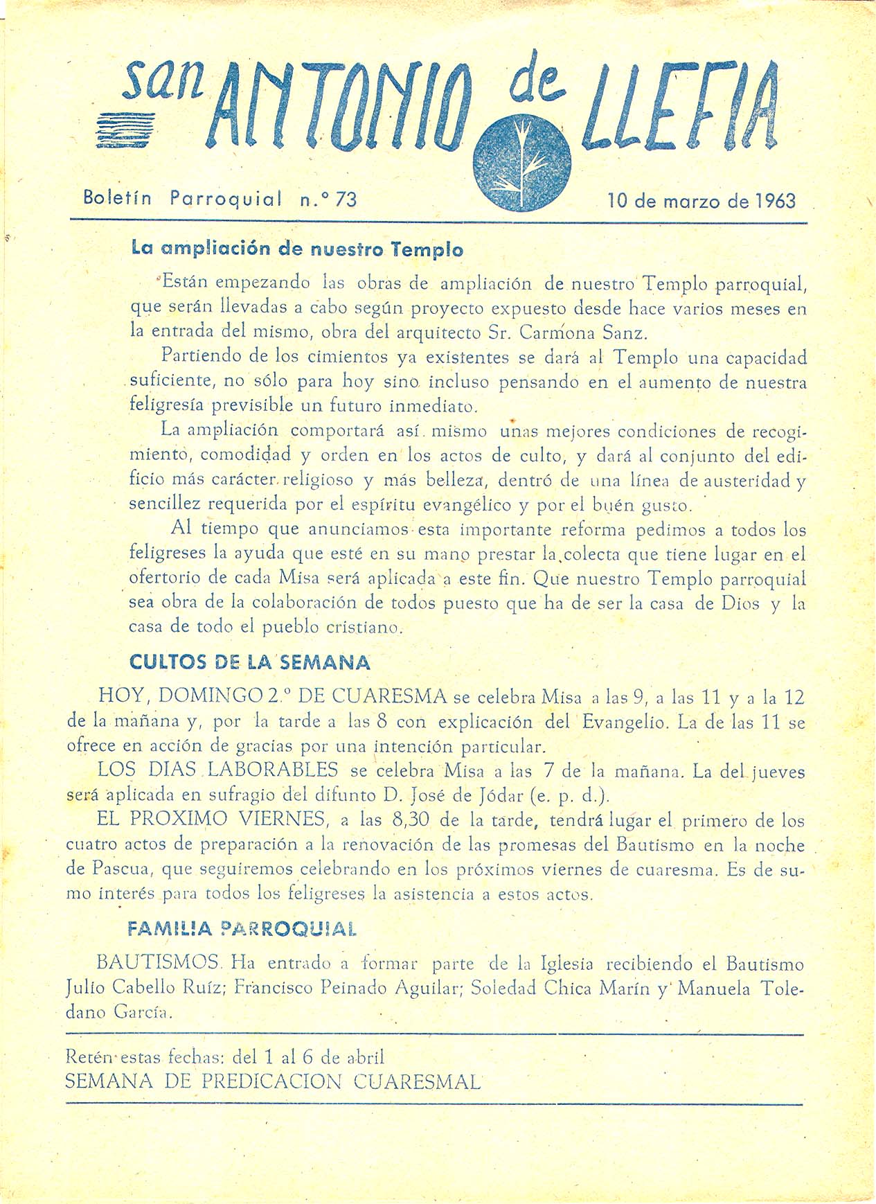 1963 Boletin parroquial nÃºm 73