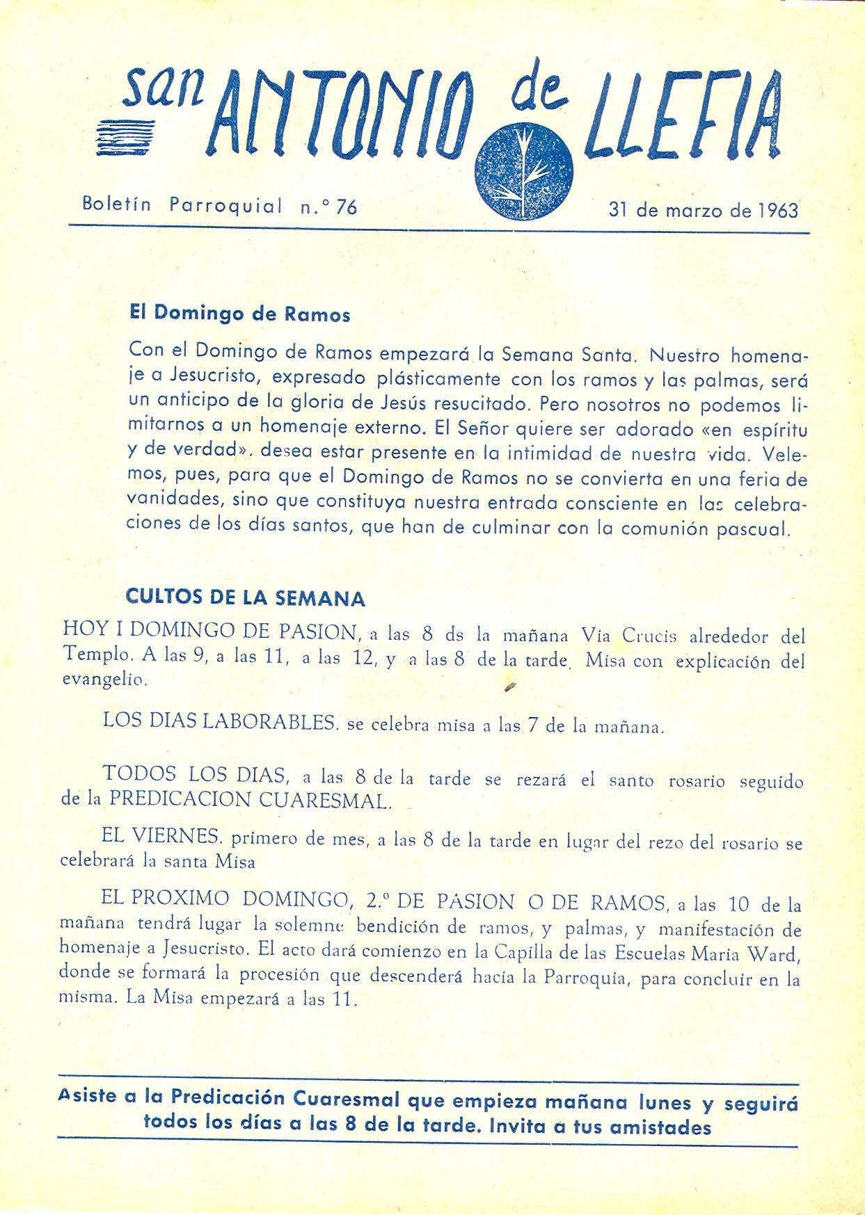 1963 Boletin parroquial nÃºm 76