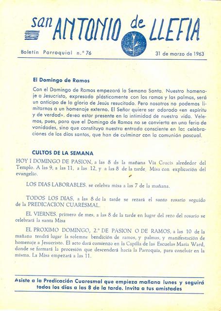 1963 Boletin parroquial nÃºm 76