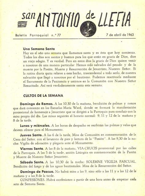 1963 Boletin parroquial nÃºm 77