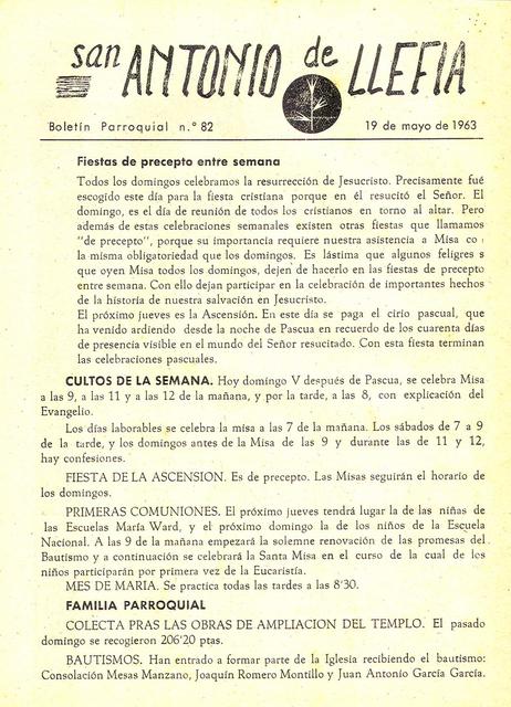 1963 Boletin parroquial nÃºm 82
