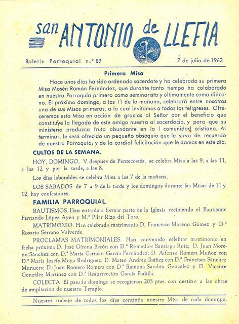 1963 Boletin parroquial nÃºm 89