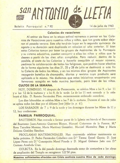 1963 Boletin parroquial nÃºm 90