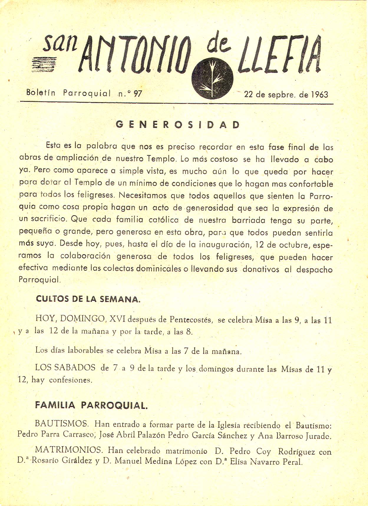 1963 Boletin parroquial nÃºm 97