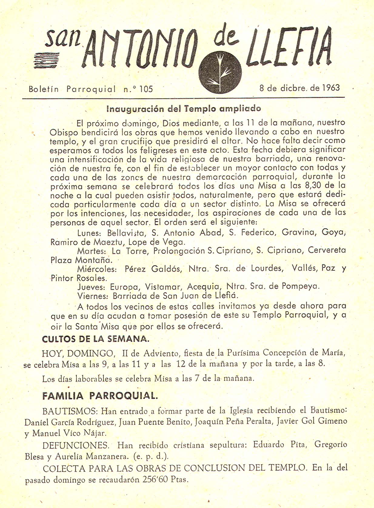 1963 Boletin parroquial nÃºm 105