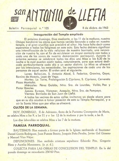 1963 Boletin parroquial nÃºm 105
