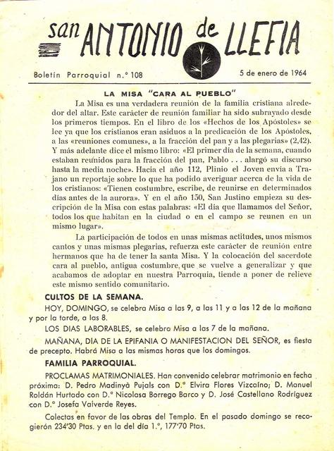 1964 Boletin parroquial nÃºm 108