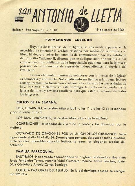 1964 Boletin parroquial nÃºm 110