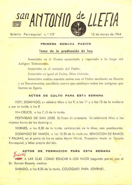 1964 Boletin parroquial nÃºm 117
