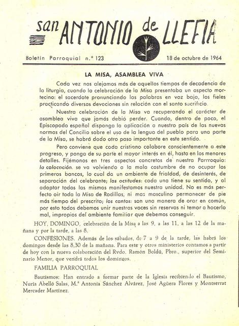 1964 Boletin parroquial nÃºm 123