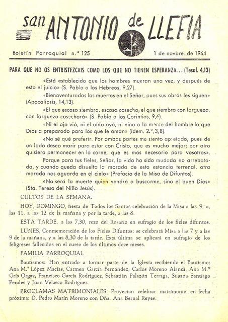 1964 Boletin parroquial nÃºm 125