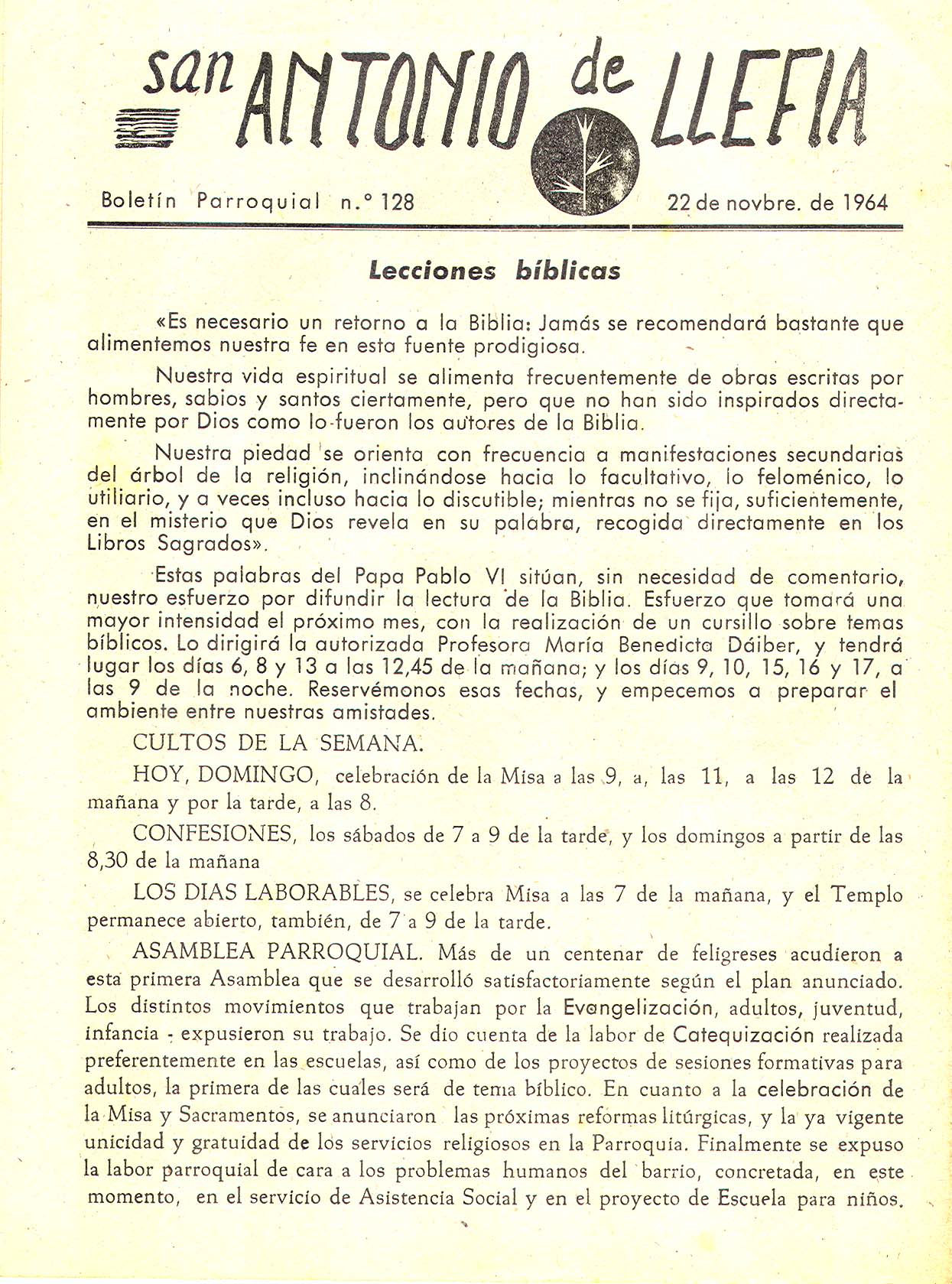 1964 Boletin parroquial nÃºm 128