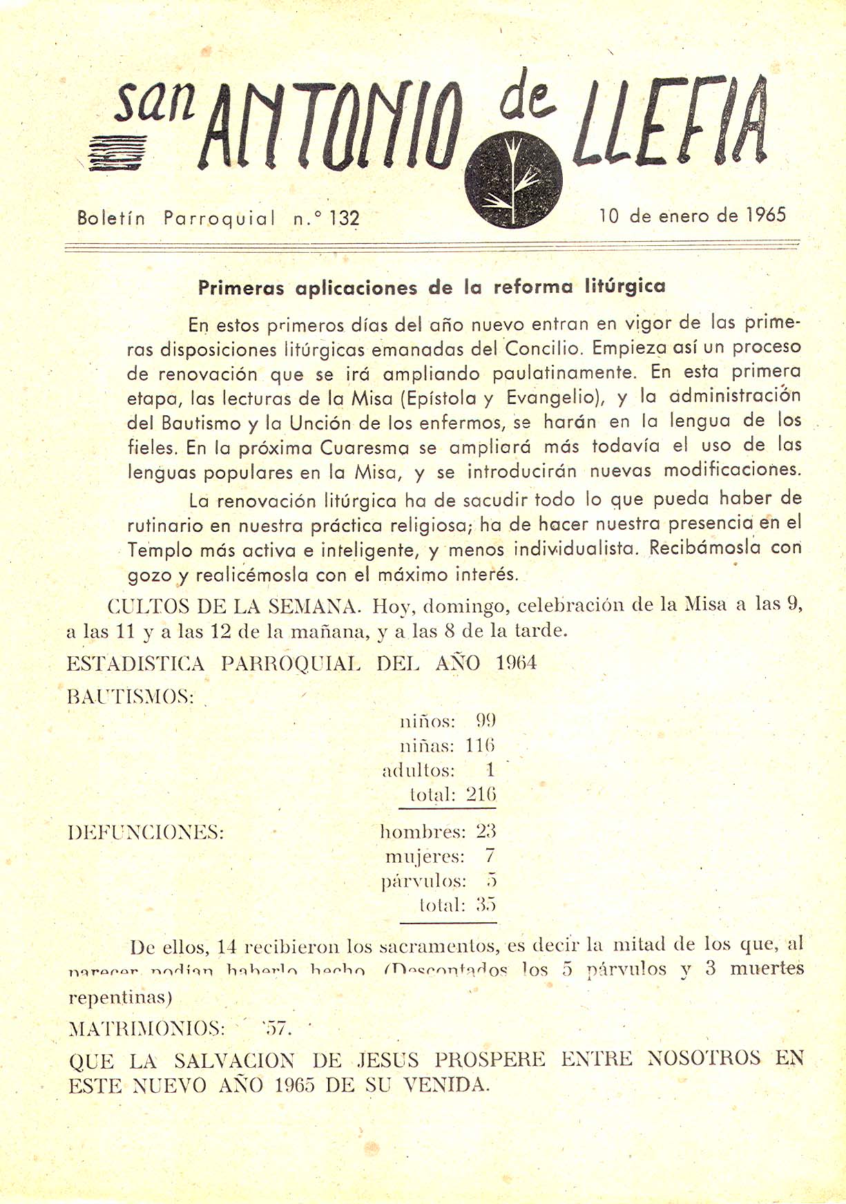 1965 Boletin parroquial nÃºm 132