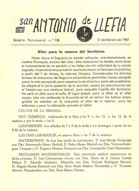 1965 Boletin parroquial nÃºm 136