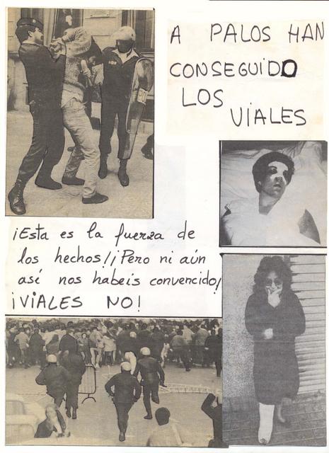 1986 Abril. Full denÃºncia càrrega policial. Batalla de la plaça Trafalgar