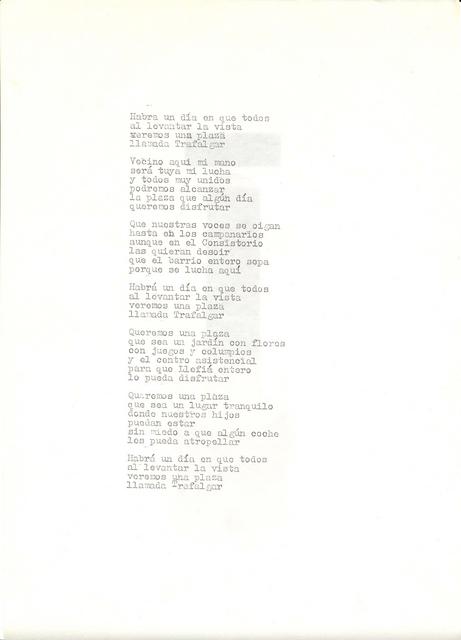1986. Lletra cançó Trafalgar. Batalla de la plaça Trafalgar